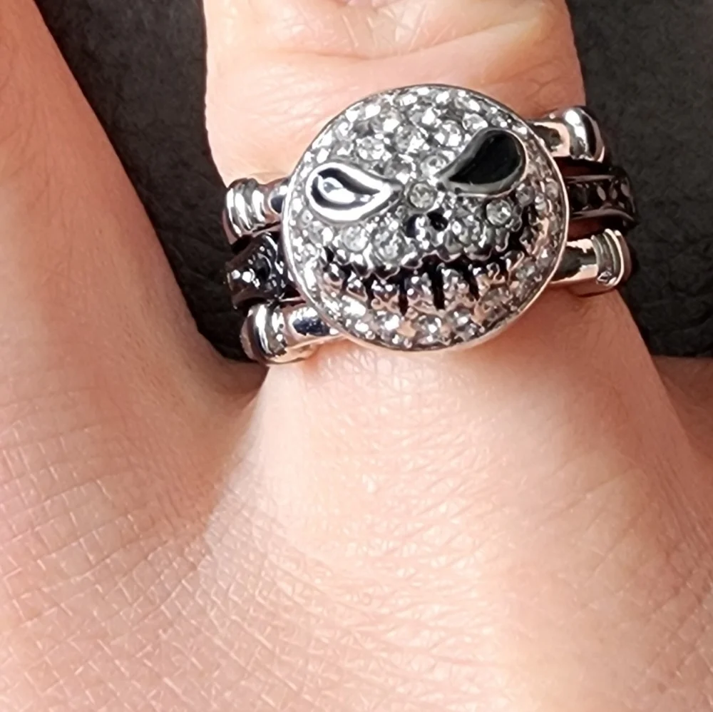 New the Nightmare before Christmas Jack skellington silver ring 2 in 1